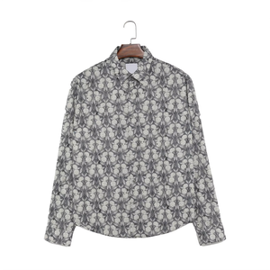 Chemise Rétro Décontractée pour Homme, Coupe Classique, Motif Floral, Manches Longues, Boutonnage Simple, Motif Note de Musique, Personnalisable - Product Image 1