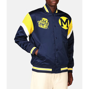 Men's <b>Winter</b> High Quality Satin Bomber <b>Jacket</b> College Style Streetwear <b>Waterproof</b> Plus Size Front Logo High Street Fashion - Product Image 3