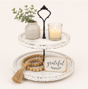 2-Tier Wood <b>Cupcake</b> <b>Stand</b> & Tiered Dessert Display Whitewashed Farmhouse Cake <b>Stand</b> for Birthday Party and Catering Events - Product Image 6