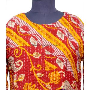 Elegante Vestido de Oficina para Mujer, Vestido Kantha con Parches, Calidad Estándar para Uso Diario, Proveedor Indio, Cintura Natural, Largo Máximo - Product Image 4