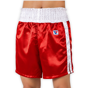 Shorts de boxe professionnels personnalisés, satin rouge, 100 % polyester, imprimés par transfert thermique, séchage rapide, vêtements d'arts martiaux - Product Image 5