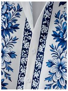 Chemise homme imprimée intégrale à manches courtes, style hawaïen tropical, décontractée, boutonnée, pour l'été, motif floral coloré - Product Image 4