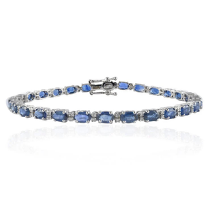 14K Octagon <b>Blue</b> <b>Sapphire</b> and Diamond Fashion Tennis <b>Bracelet</b> - Product Image 1