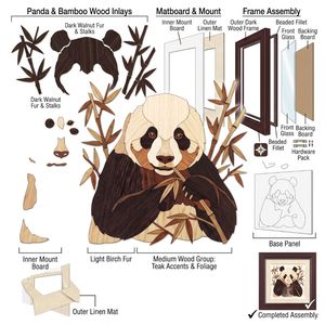 Veneer Handcrafted Wooden Panda Marquetry <b>Wall</b> <b>Frame</b> | 3D Layered Inlay Art for Living Room, Bedroom & Office Decor - Product Image 4