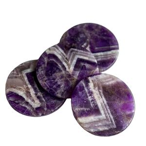 Posavasos de Cristal de Amatista Chevron Natural, Pulido a Mano, Rebanada de Piedra Preciosa Morada, Decoración para el Hogar, Meditación, Reiki, Energía de Chakras - Product Image 4