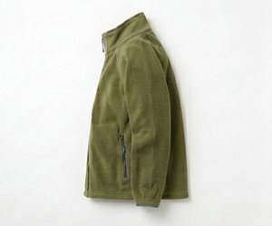 Veste en polaire vert olive pour homme, fermeture éclair intégrale, col montant, décontractée, respirante, en polyester tricoté, pour l'automne, coupe classique - Product Image 5