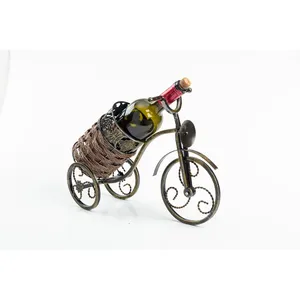 Porte-bouteille de vélo vintage en métal, design panier tressé, support décoratif fait main pour le stockage de vin/boissons, capacité 5L - Product Image 2