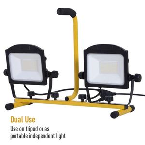 Versatile 10,000 Lumen Dual Head LED Work <b>Light</b> Dimmable <b>Workshop</b> Lighting Telescoping Adjustable Tripod Stand DC Power Supply - Product Image 3