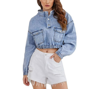 New Arrival Women's Stretch <b>Denim</b> Jacket Casual Ladies <b>Denim</b> <b>Coat</b> Distressed Jeans Long Sleeve Jacket For Women - Product Image 1