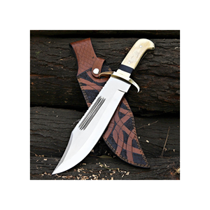 Couteau Bowie en acier inoxydable OEM personnalisé avec manche en os et étui, couteau de chasse à lame fixe fait main pour la survie - Product Image 5