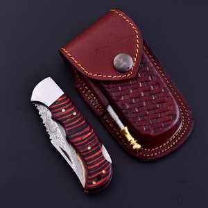 Couteau pliant à pointe droite en acier Damas cuivré forgé à la main, OEM ODM disponible, couteau de poche EDC de survie, vente en gros, faibles MOQ - Product Image 2