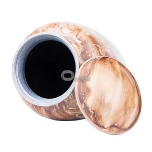Earth Tone Marble Style Cremation Urn Aluminium <b>Memorial</b> <b>Keepsake</b> Vessel Tabletop Decor - Product Image 5