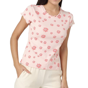T-shirt Femme Respirant Nouveau T-shirt Femme 100% Coton Uni Décontracté Col Rond Manches Courtes T-shirt Imprimé Femme - Product Image 1