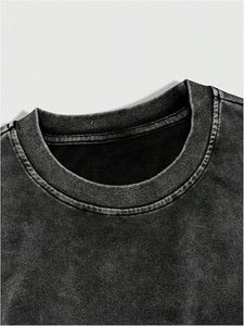 เสื้อยืดทรงบ็อกซี่สไตล์สตรีทแวร์ผ้าฝ้ายปักลายเพชรพร้อมกางเกงขาสั้น ชุดเซ็ตเสื้อยืดแบบวินเทจสำหรับผู้ชาย ขายส่ง - Product Image 4