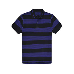 Camiseta Polo Negra y Morada para Hombre, Diseño de Rayas Horizontales, Transpirable, de Algodón, Informal, de Manga Corta, para Golf, Tenis, Verano - Product Image 1