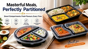 Contenedores de Alimentos de PP con Tapa Transparente de 2 Compartimentos, Forma Rectangular, Aptos para Microondas, para Envasar Comidas Calientes y Frías - Product Image 5