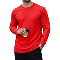 Men's Light Gray Long Sleeve O-Neck Knitted Cotton T-Shirt Sporty Digital Printing Casual Breathable Eco-Friendly