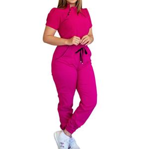 Tenues d'hiver personnalisées pour médecins et infirmières : ensembles d'uniformes médicaux roses pour Noël - Product Image 1