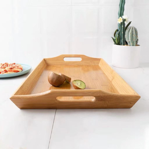<b>Bamboo</b> Tray Rectangular Wooden Tray with Handle Household Serving Tray Breakfast in Bed <b>Table</b> - Product Image 2