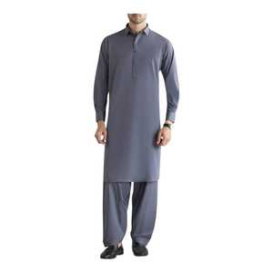 Ensemble Salwar Kameez brodé pour hommes grandes tailles, pour mariage et fêtes, design ethnique moderne, en soie et rayonne, vente en gros - Product Image 1