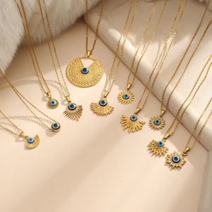 Collier pendentif œil du diable pour femmes, style hip-hop, en acier inoxydable 304 avec placage or électrolytique - Product Image 3