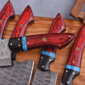 Nouvel ensemble de couteaux de cuisine 5 pièces en acier Damas, faits main sur mesure, à lame pleine, durables, tranchants, ambidextres, avec manches en pierre et Pakkawood - Product Image 4