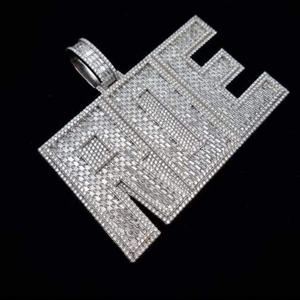 Custom <b>Initial</b> Letter Pendant Lab Grown Diamond 925 Sterling <b>Silver</b> Brilliant Cut Iced Hip Hop <b>Necklace</b> Rhodium Gold Luxury Gift - Product Image 1