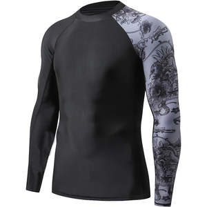 Rashguard MMA imprimé en sérigraphie, respirant, à compression, personnalisé pour BJJ, en Spandex/Polyester, manches courtes, pour homme, OEM - Product Image 3