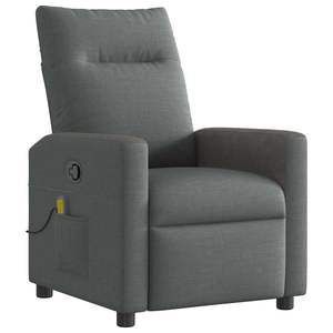 Fauteuil inclinable de massage en tissu gris foncé - Product Image 2