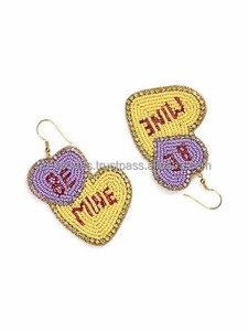 Pendientes Colgantes Unisex de Moda con Diseño de Bordado 'Be Mine' Multicolor y Cuentas de Semilla, Tamaño Personalizado, Artificiales, Gran Venta - Product Image 3