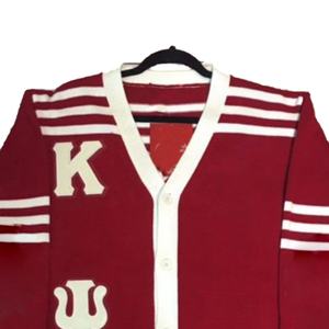 Femmes décontracté hiver col en v Patchwork Cardigan imprimé brodé Sororités fraternité Logo avant bouton laine/acrylique rapide - Product Image 6