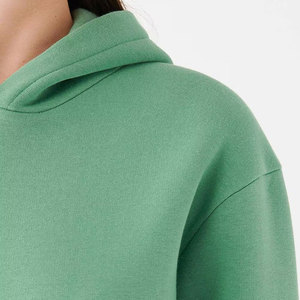 Sudadera con Capucha para Mujer, Verde Sólido, Algodón, Casual, Manga Larga, con Bolsillo Canguro, para Otoño - Product Image 5