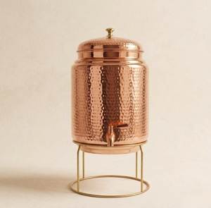 Copper Water <b>Storage</b> Vessel with Tap Handmade Copper Water Dispenser Ayurvedic Drinking Water Container ODM Bulk Export Supplies - Product Image 2