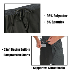 Shorts de sport pour hommes, pour la course à pied, la musculation, le fitness, séchage rapide, avec poche pour téléphone, pour la gym et l'entraînement. - Product Image 5