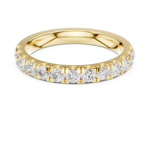 แหวนแต่งงาน/หมั้นเพชร HPHT แล็บโกรว์ สี E รุ่นคลาสสิคเรียบง่าย วัสดุทองคำแท้ 14K ยี่ห้อ Aries Jewel สามารถสวมซ้อนกันได้ - Product Image 1