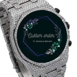 Montre Chronographe Hip Hop Personnalisée Style Rappeur Diamantée Entièrement Sertie Acier Inoxydable Bracelet 20mm Cadran Verre 44mm Homme - Product Image 2