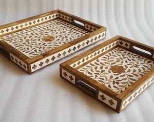 Wholesale Price Bamboo <b>Lap</b> Tray Eco Material Hand Woven Wicker Tray Mother of Pearl Inlay Tray Hot Selling Bamboo Hotel Supplies - Product Image 1