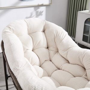 Sedia a dondolo da esterno in rattan bianco con cuscino imbottito per portico, soggiorno, patio, giardino - Product Image 3