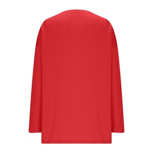 Haut décontracté pour femme, grande taille, col rond, manches régulières, couleur unie, 100 % polyester, tissu tissé, coupe ample, toutes saisons - Product Image 4