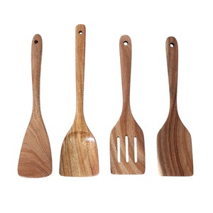 Juego de utensilios de cocina de madera de 3 piezas: espátula, volteador de esquinas, pala plana y raspador antiadherente - Product Image 2