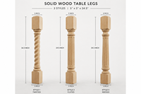 Pieds de table ronds en bois massif 5x5x34,5 pouces, tournés CNC, robustes et modernes, pour tables à manger, îlots de cuisine, hôpitaux et usage extérieur