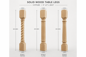 Solid Wood Table Legs 5x5x34.5 Inch CNC Turned Modern Furniture Legs for Dining Tables Kitchen Islands-Hospital Outdoor Use - Product Image 2
