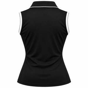 Women's Sleeveless <b>Polo</b> Tank <b>Top</b> With <b>White</b> Trim Turn-Down Collar Sporty Style Quick Dry Knitted Fabric - Product Image 2
