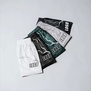 Men's Solid Color Mesh Shorts Elastic Waist Drawstring Breathable Casual Sport Shorts - Product Image 2