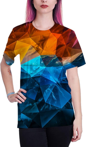 เสื้อยืดแขนสั้นผู้ชายลายเรขาคณิตพิมพ์ลายดิจิทัล คอกลม สไตล์ลำลอง ทรงปกติ ผ้าถักโพลีเอสเตอร์ - Product Image 6