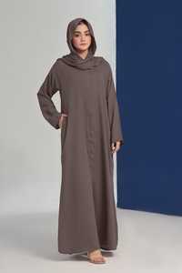 High Quality Modest Solid Color Floor Length V Neck Stretchy Sleeved Georgette <b>Chiffon</b> Nida Fabric <b>Plus</b> <b>Size</b> Lightweight Eid - Product Image 3