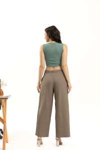 Camiseta sin mangas corta de verano a la moda para mujer Camiseta sin mangas acanalada de LICRA para informal para verano, gimnasio - Product Image 3