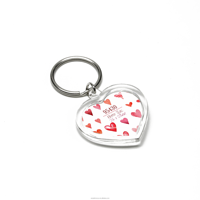 Meilleur vendeur en e-commerce # Porte-clés photo en acrylique en forme de cœur durable 95430, 26 x 28 mm, avec couleur et logo personnalisés pour une utilisation promotionnelle
