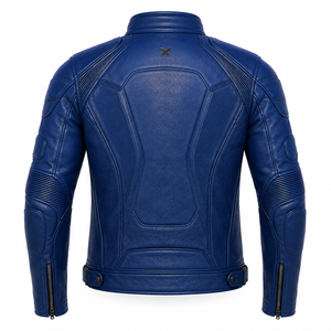 Blouson de moto en cuir offrant une protection complète |   Bleu royal, noir, bordeaux |   Fabricant OEM ODM |   Qualité de conception haut de gamme |   Racing X - Product Image 2