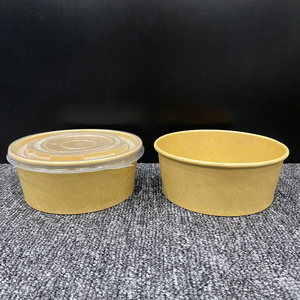 Bol de service jetable en papier kraft avec couvercle, sans BPA, écologique, pour nouilles, soupes et salades, 750 ml et 1000 ml, vente en gros, personnalisable, directement de l'usine - Product Image 2